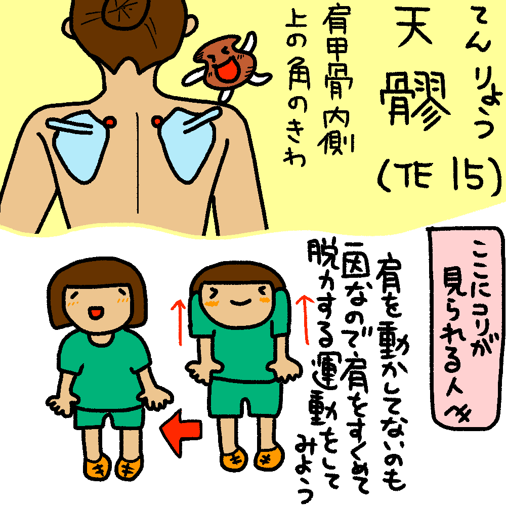 イラストdeツボ押しー肩こり編 Kamikeはりきゅう院